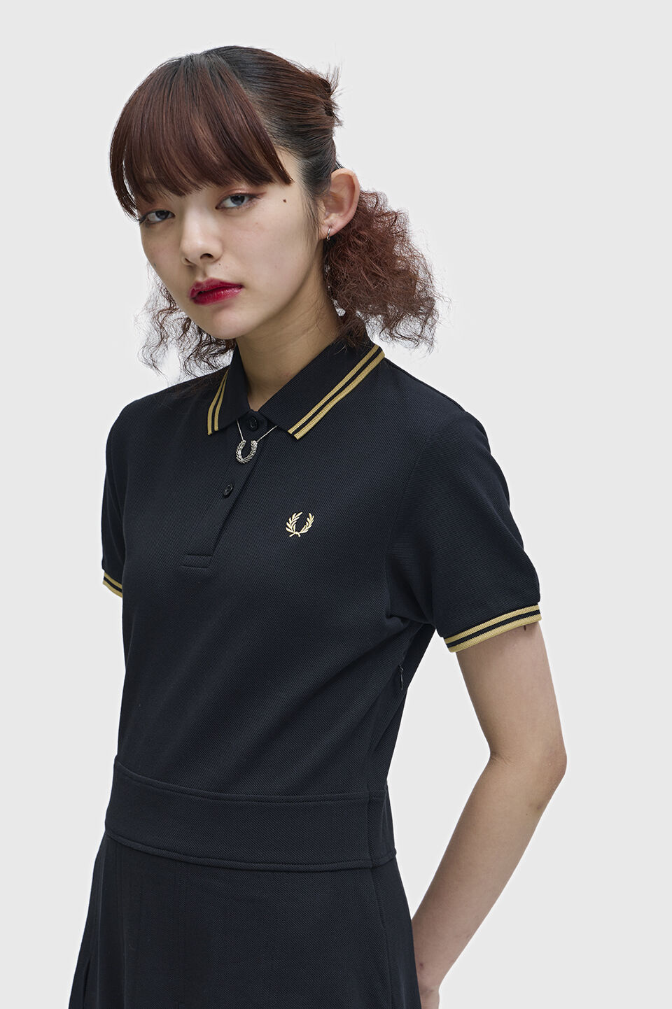 FRED PERRY 「Tipped Pleated Tennis Dress／ティップラインプリーツテニスワンピース」|ワンピース|BLACK