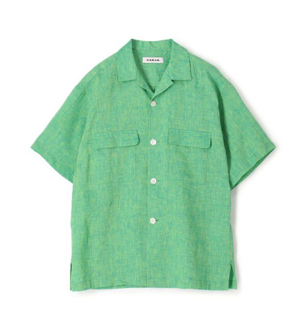CABaN「CABaN リネン オープンカラーシャツ」|シャツ・ブラウス|55 グリーン