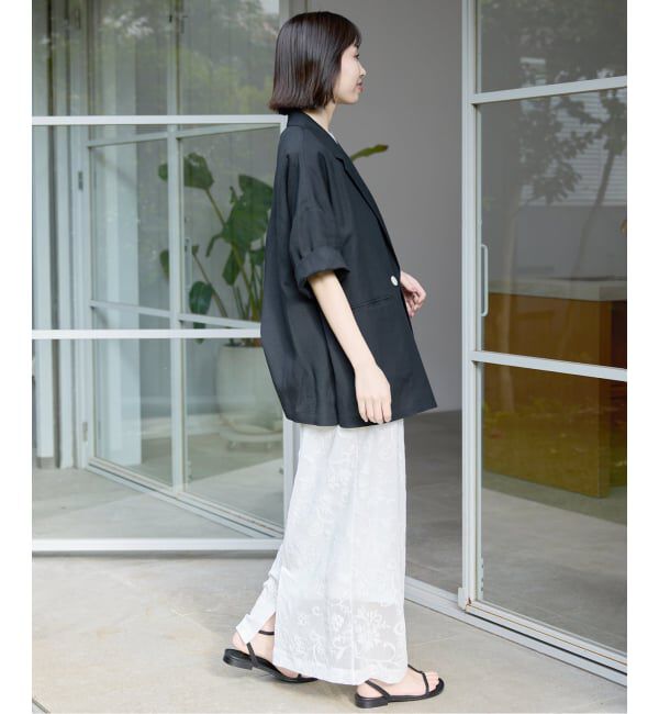SLOBE IENA「《WEB限定/追加》リネンレーヨンハーフスリーブジャケット」|その他|