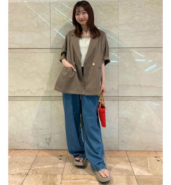 SLOBE IENA「《WEB限定/追加》リネンレーヨンハーフスリーブジャケット」|その他|