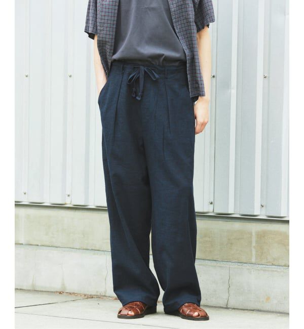 JOURNAL STANDARD「リネン ポリ ストライプ オーバー パンツ」|スラックス|
