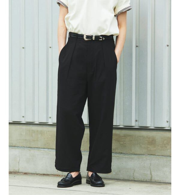 JOURNAL STANDARD「リネン ポリ ストライプ オーバー パンツ」|スラックス|