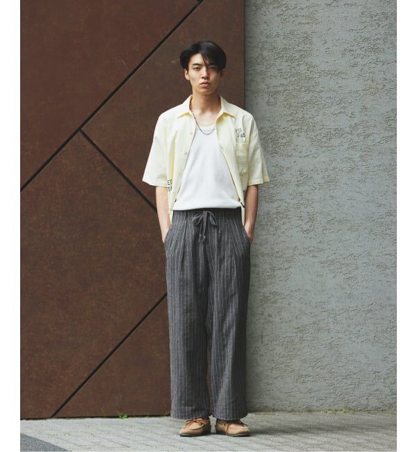 JOURNAL STANDARD「リネン ポリ ストライプ オーバー パンツ」|スラックス|