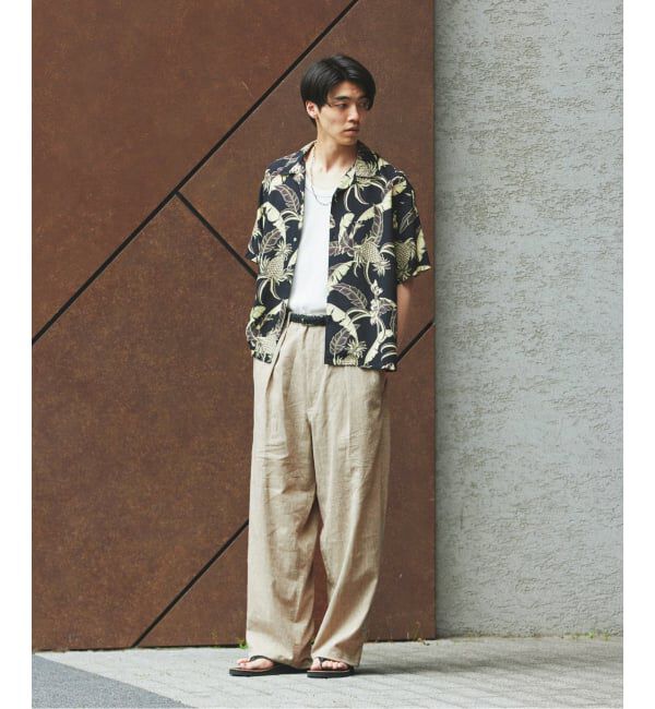 JOURNAL STANDARD「リネン ポリ ストライプ オーバー パンツ」|スラックス|