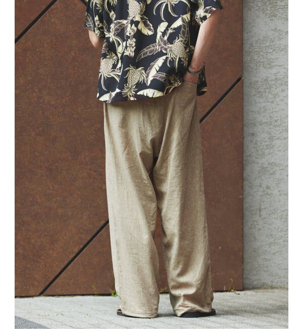 JOURNAL STANDARD「リネン ポリ ストライプ オーバー パンツ」|スラックス|