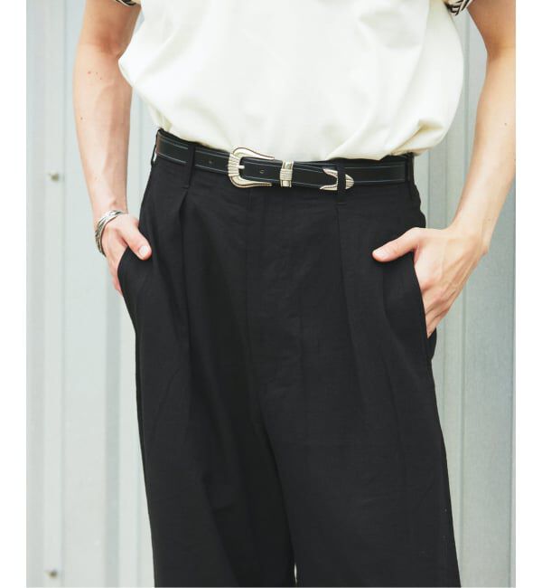 JOURNAL STANDARD「リネン ポリ ストライプ オーバー パンツ」|スラックス|