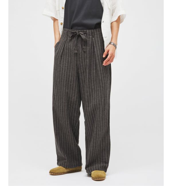 JOURNAL STANDARD「リネン ポリ ストライプ オーバー パンツ」|スラックス|