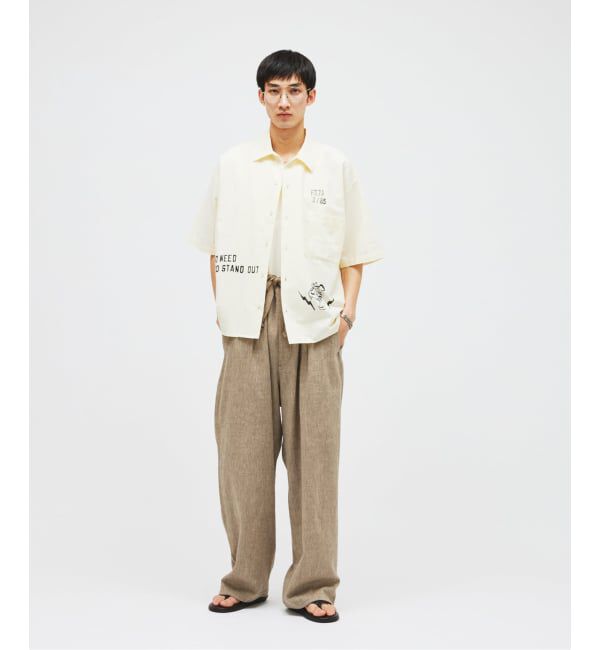 JOURNAL STANDARD「リネン ポリ ストライプ オーバー パンツ」|スラックス|