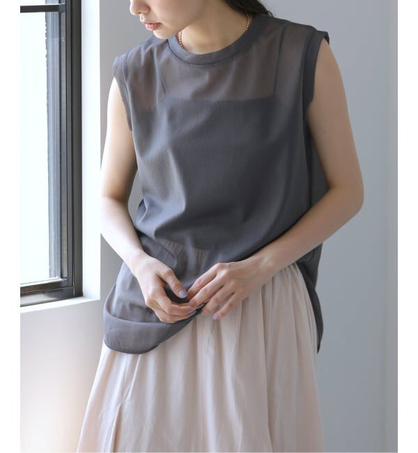  「【洗える】シアートリコットタンクトップ」|Tシャツ・カットソー|グレーA