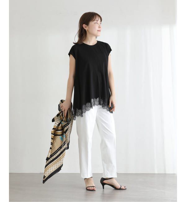  「【洗える】CHIGNON/シニヨン  レースフレンチカットソー」|Tシャツ・カットソー|