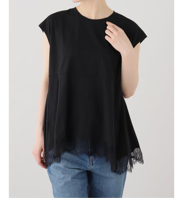  「【洗える】CHIGNON/シニヨン  レースフレンチカットソー」|Tシャツ・カットソー|
