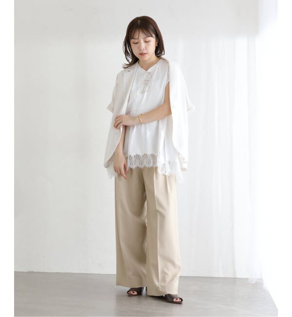  「【洗える】CHIGNON/シニヨン  レースフレンチカットソー」|Tシャツ・カットソー|