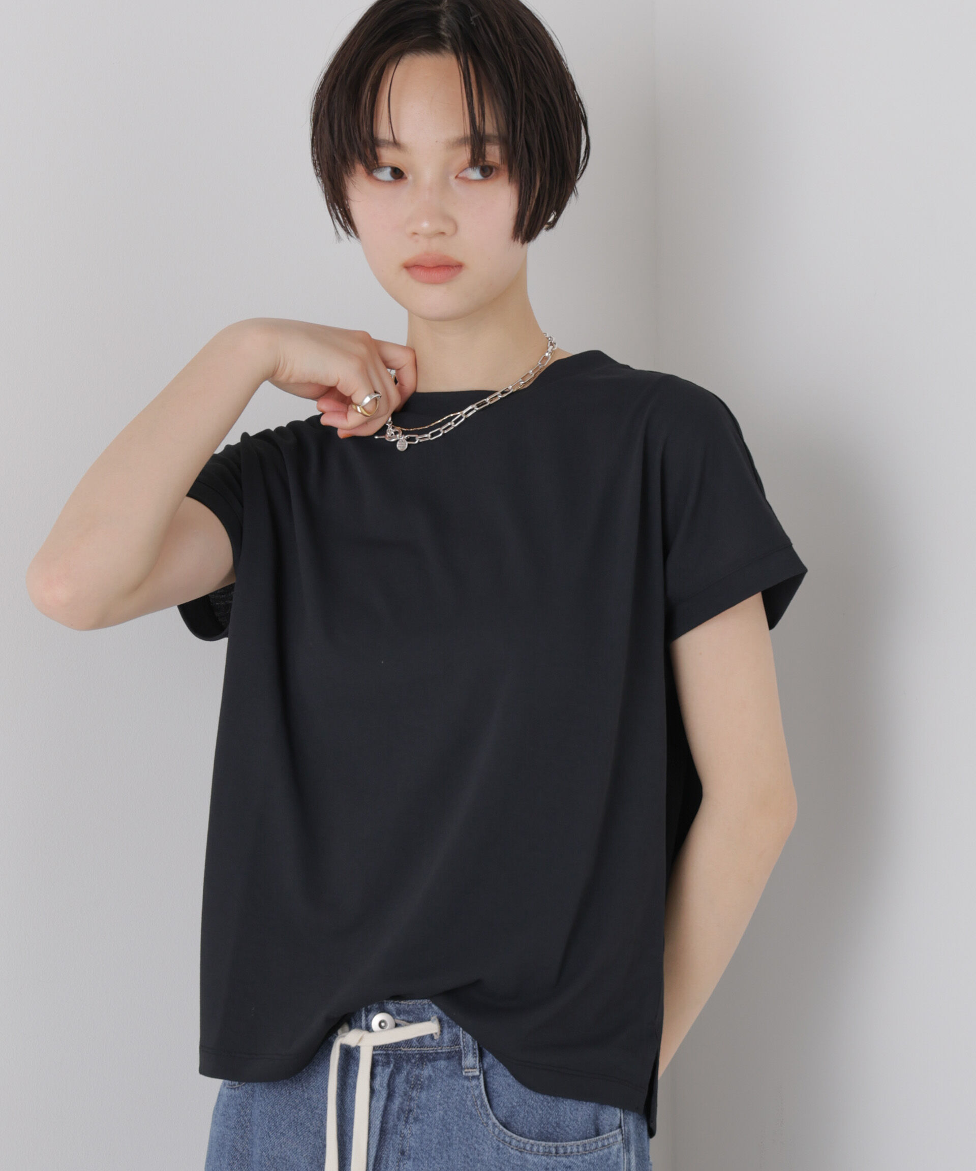 NANO universe「汗隠糸加工&多彩機能カットソー素材 ドルマンフレンチトップス」|Tシャツ・カットソー|スミクロ1