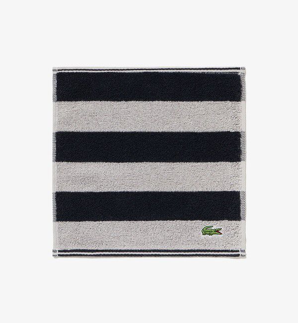 LACOSTE「ビッグボーダータオルハンカチ」|タオル|グレー