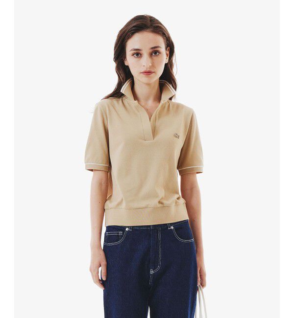 LACOSTE「スキッパーネックポロシャツ」|ポロシャツ|ベージュ