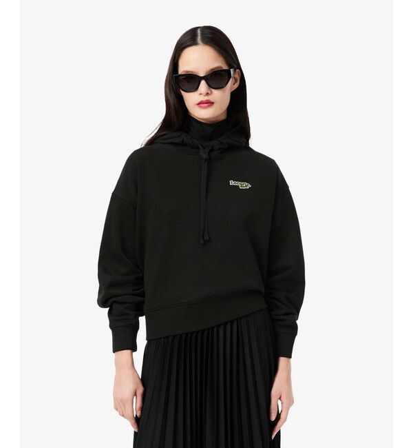 LACOSTE「ネーム＆ワニロゴパッチスウェットフーディー」|パーカー|ブラック