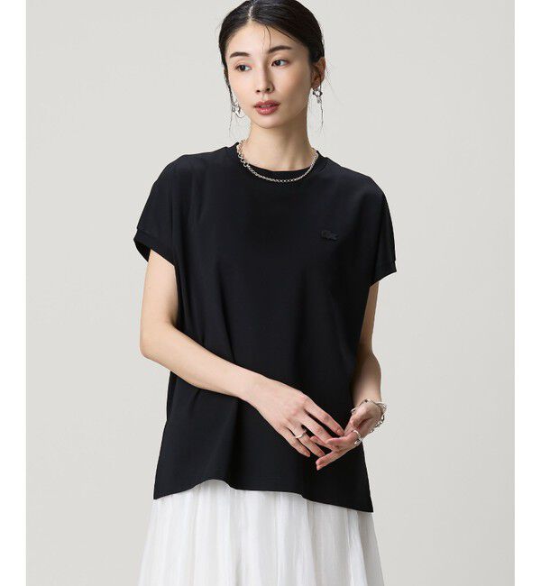 LACOSTE「【オンライン限定】LACOSTE オーバーサイズ フレンチスリーブ サイドスリット クルーネックTシャツ」|Tシャツ・カットソー|