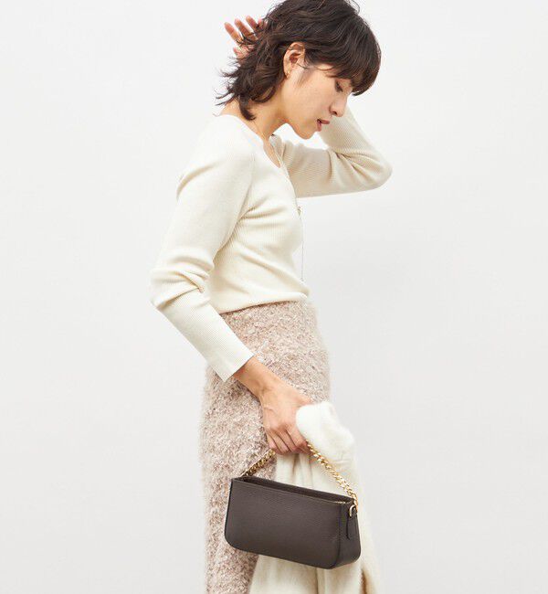 NOLLEY'S sophi「《アンサンブル対応》《手洗い可能》カシミヤ混リブUネックプルオーバー」|ニット・セーター|