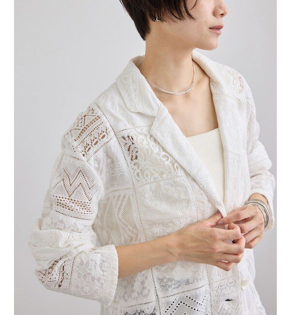 SALON adam et rope'「【WEB限定】刺繍レースパッチワークシャツジャケット/ セットアップ対応」|テーラードジャケット|
