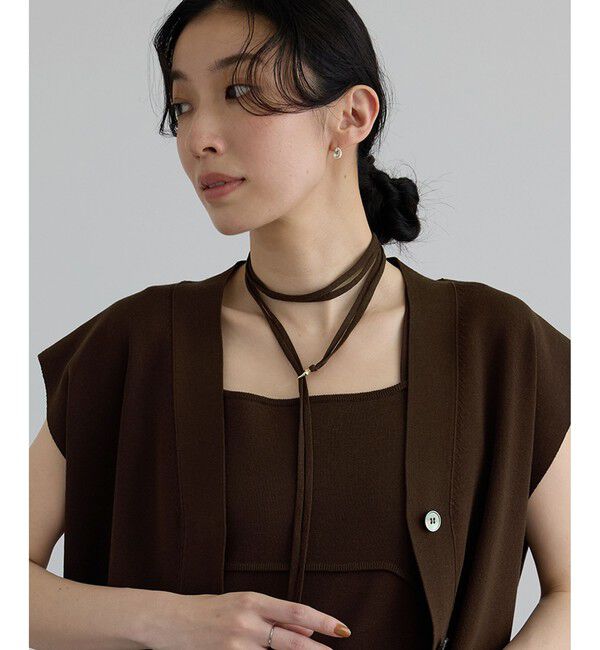 SALON adam et rope'「ベルト付きロングニットジレ」|ベスト・ジレ|