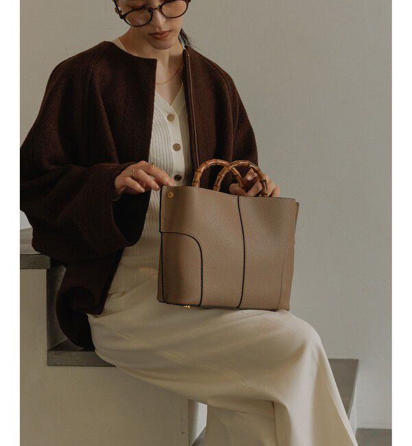 ROPE「【E'POR】BAMBOO BAG Medium/軽量・通勤・26SS」|ハンドバッグ|ベージュ系(29)