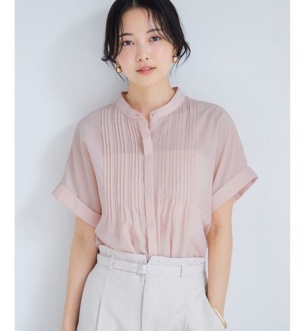 VIS「【夏トク価格】気流染めピコピンタック半袖ブラウス/接触冷感」|シャツ・ブラウス|