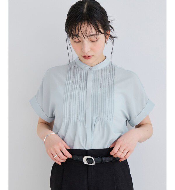 VIS「【夏トク価格】気流染めピコピンタック半袖ブラウス/接触冷感」|シャツ・ブラウス|