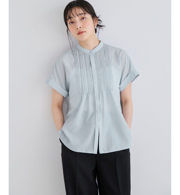 VIS「【夏トク価格】気流染めピコピンタック半袖ブラウス/接触冷感」|シャツ・ブラウス|