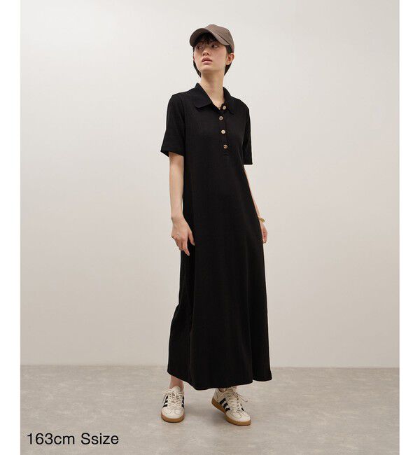 ADAM ET ROPE'「【WEB限定】ハーフスリーブポロシャツワンピース」|ワンピース|
