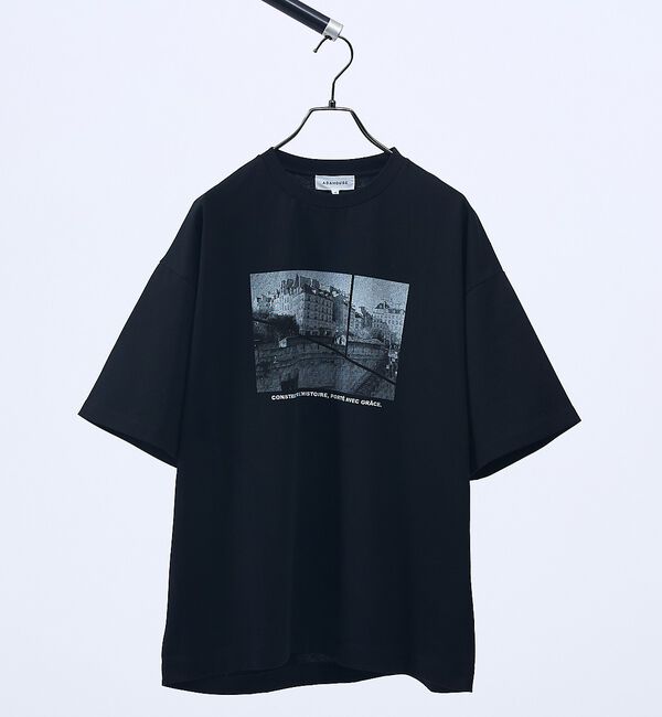 ABAHOUSE「PARIS BACK ALLEY フォトプリント 半袖Tシャツ / オーバーサイ」|Tシャツ・カットソー|ブラック系その他1