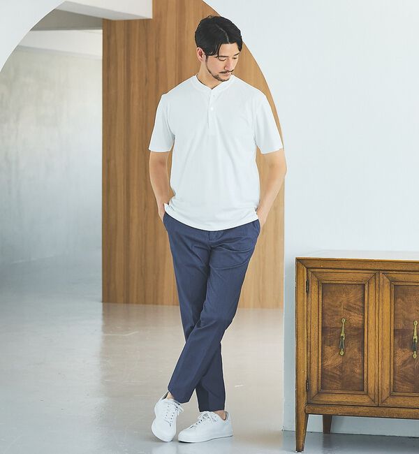 ABAHOUSE「【SMART CLOSET】シルケット天竺 キーヘンリーネック Tシャツ / 接」|Tシャツ・カットソー|