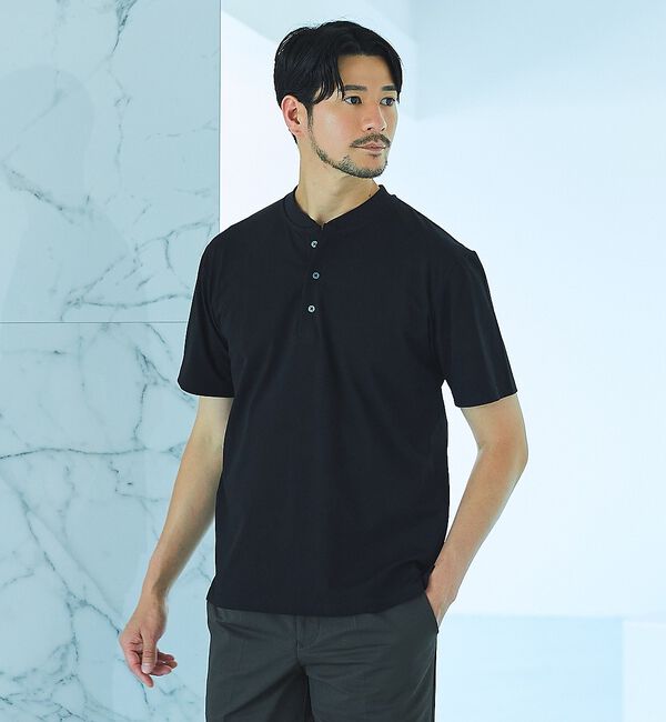 ABAHOUSE「【SMART CLOSET】シルケット天竺 キーヘンリーネック Tシャツ / 接」|Tシャツ・カットソー|