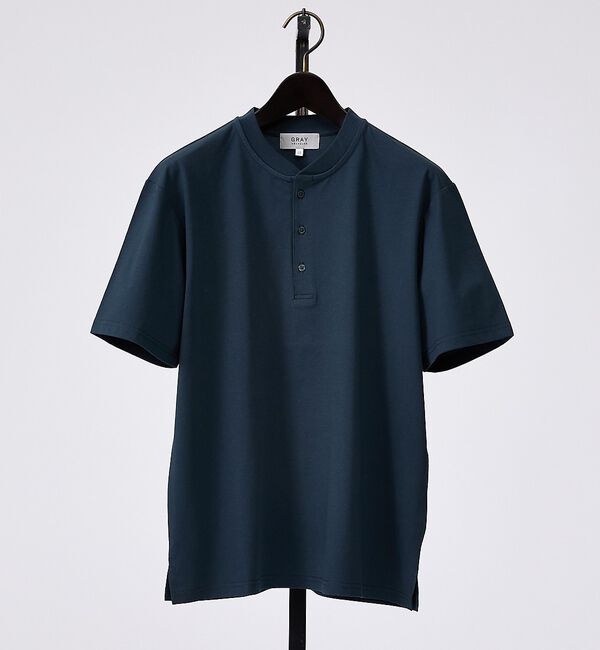 ABAHOUSE「【SMART CLOSET】シルケット天竺 キーヘンリーネック Tシャツ / 接」|Tシャツ・カットソー|グリーン