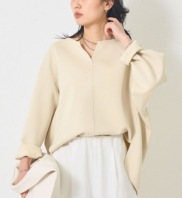 Rouge vif「ダブルフェイスプルオーバーブラウス」|シャツ・ブラウス|ベージュ