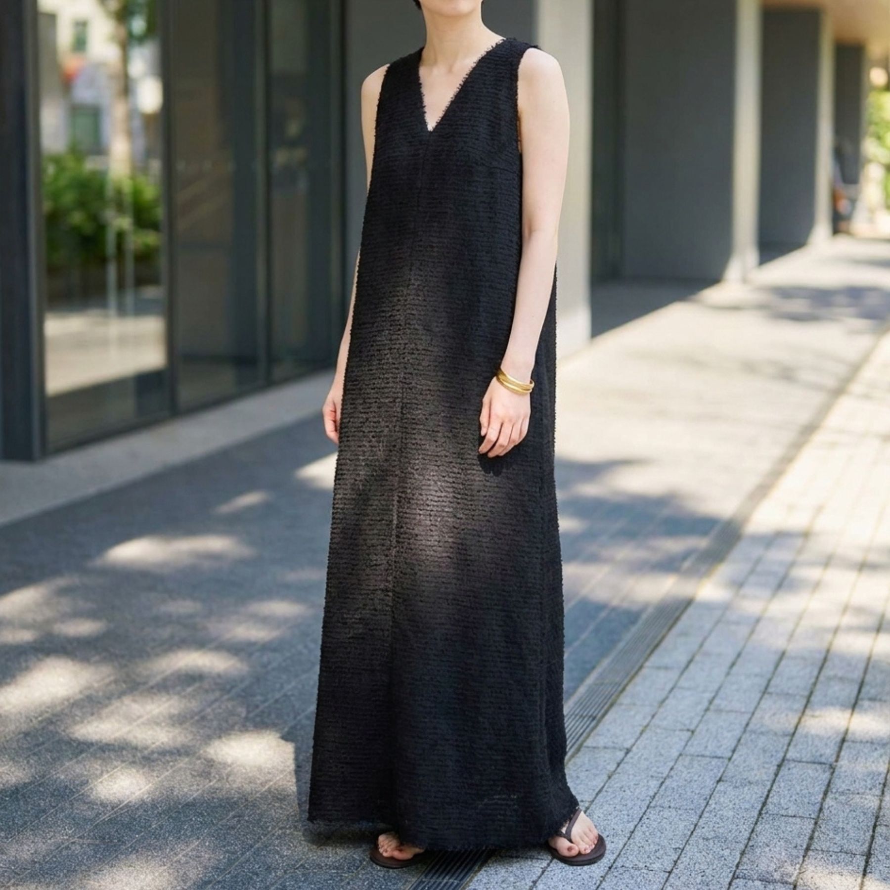 Rouge vif「カットジャガードシアーノスリーブワンピース」|ワンピース|ブラック