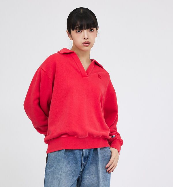 Rouge vif「【RUSSELL ATHLETIC】Tri-Blend Brushed Skipper Collar Sweat」|スウェット・ジャージ|
