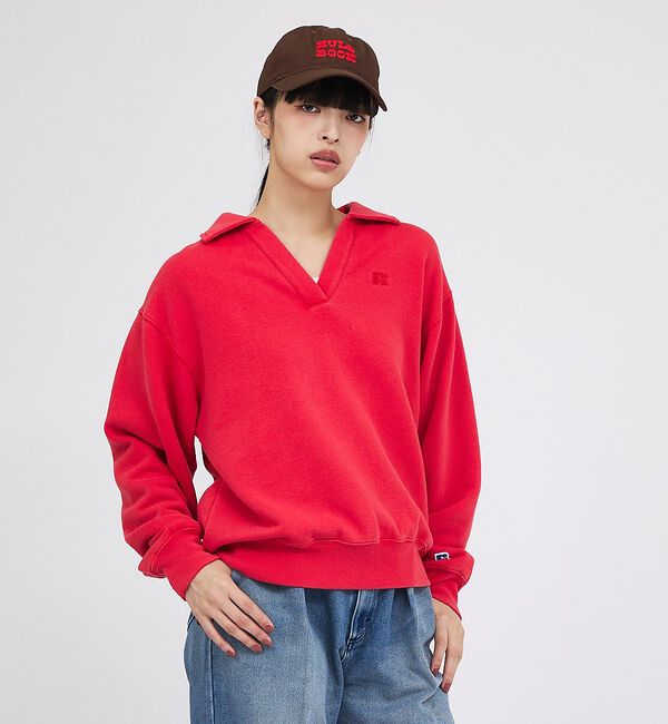 Rouge vif「【RUSSELL ATHLETIC】Tri-Blend Brushed Skipper Collar Sweat」|スウェット・ジャージ|