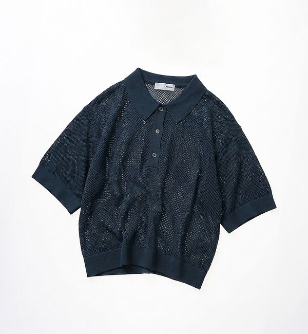NOMINE「メッシュ ポロニット」|ニット・セーター|ダークネイビー