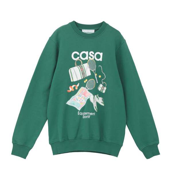 SOFFITTO「【Casablanca/カサブランカ】Printed Cotton Sweatshirt 」|スウェット・ジャージ|グリーン