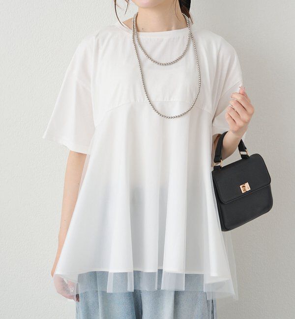  「《リバイバル》【WEB限定/Du noir】チュールドッキングTシャツ」|プルオーバー|