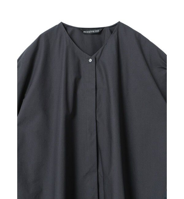 mizuiro ind「mizuiro ind Vネックワイドチュニックシャツ」|シャツ・ブラウス|