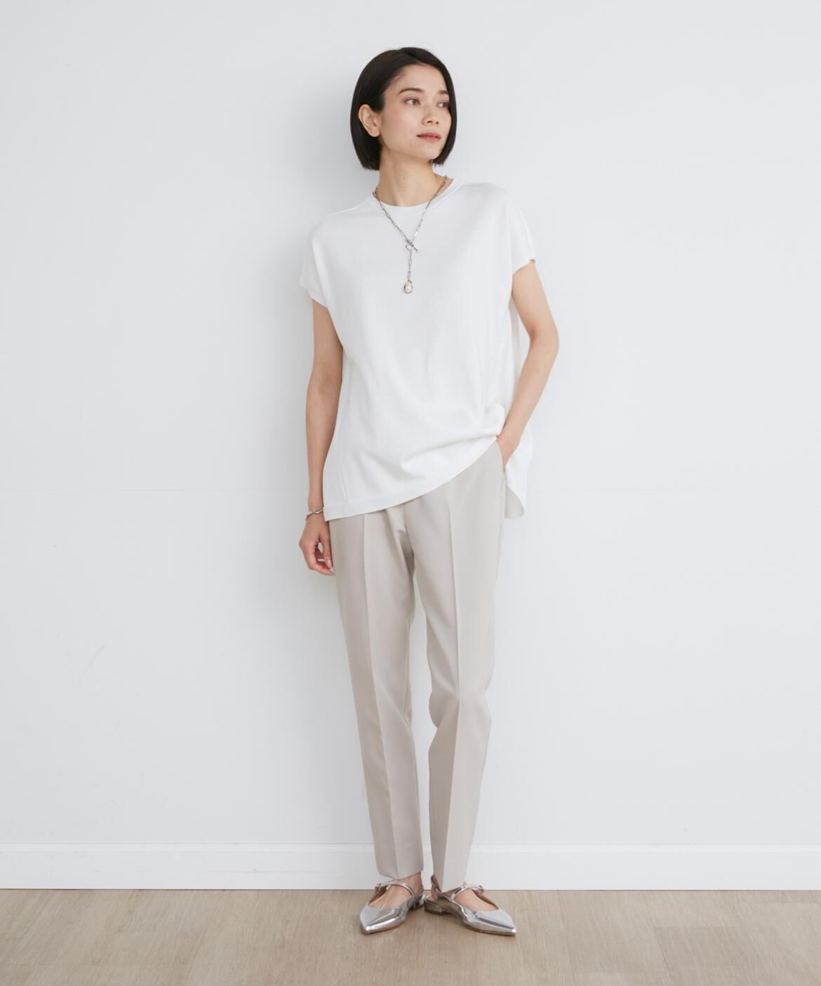 INED「《大きいサイズ》Louise美脚テーパードパンツ」|スラックス|