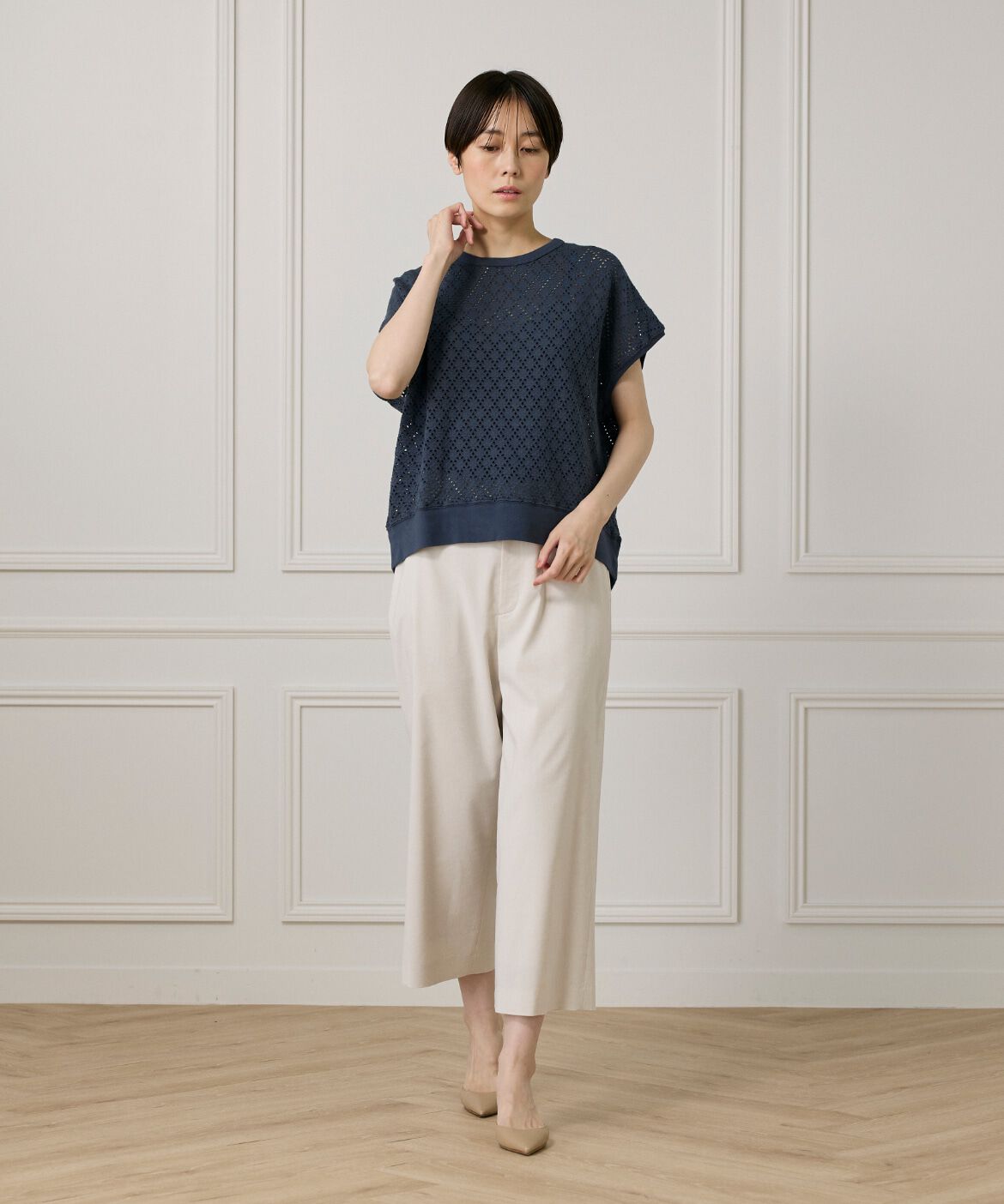 7-IDconcept.「《大きいサイズ》アイレット天竺カットプルオーバー」|Tシャツ・カットソー|