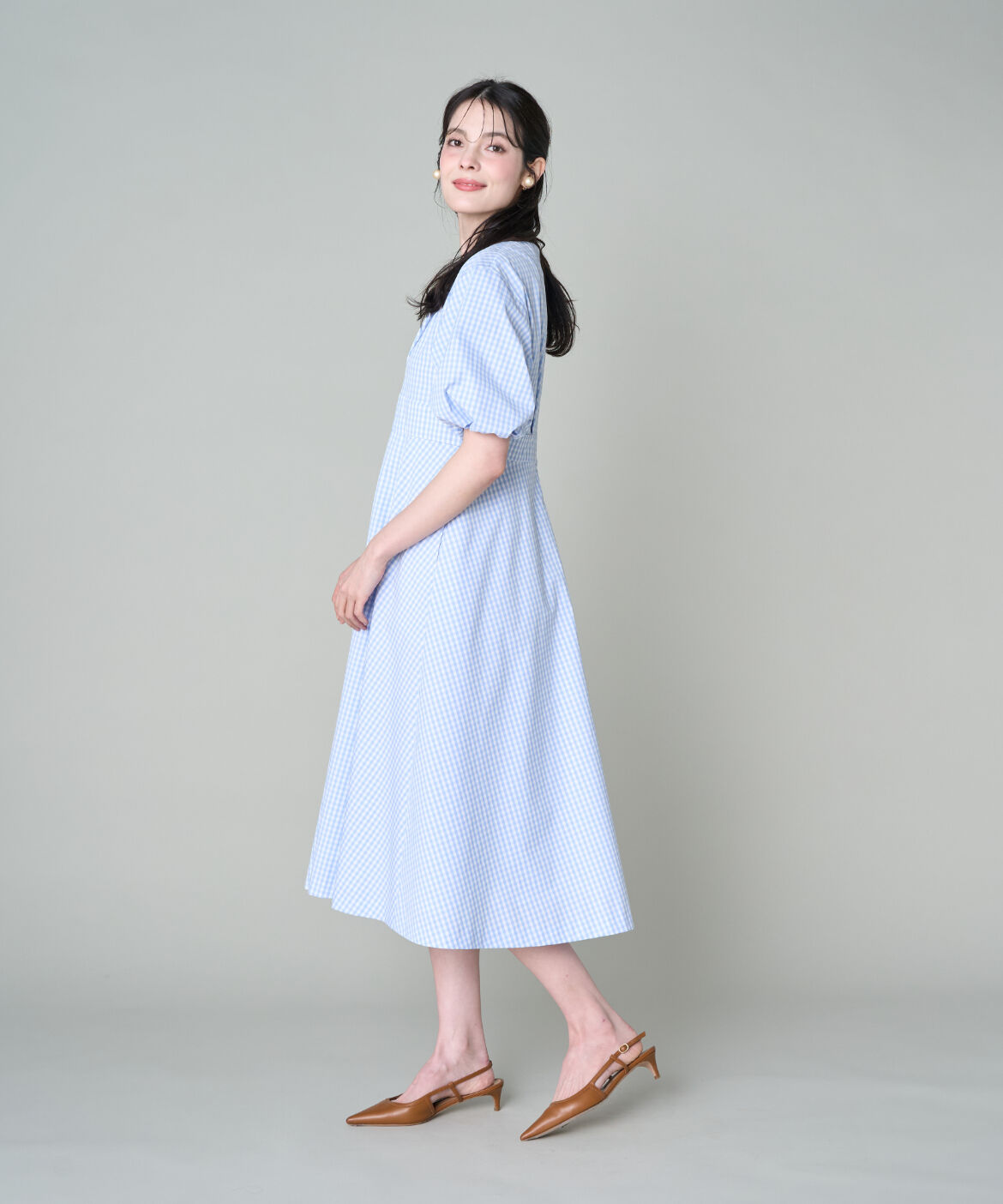 Maglie le cassetto「《大きいサイズ》Vネックフレアワンピース」|ワンピース|