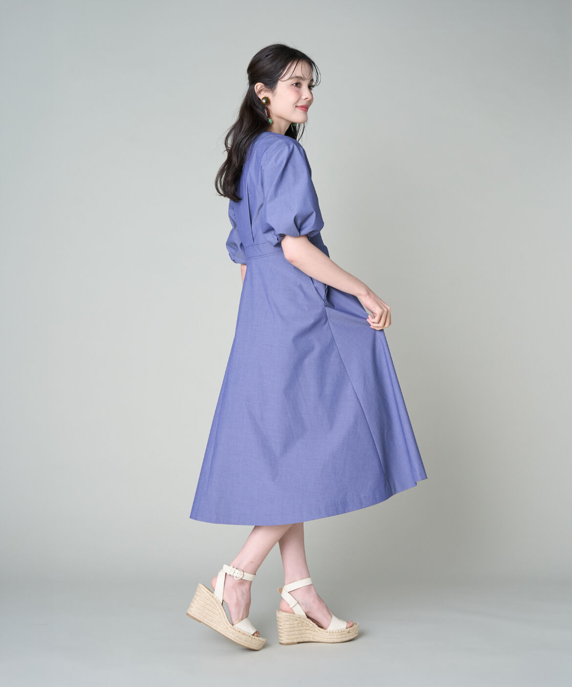 Maglie le cassetto「《プラスサイズ》Vネックフレアワンピース」|ワンピース|