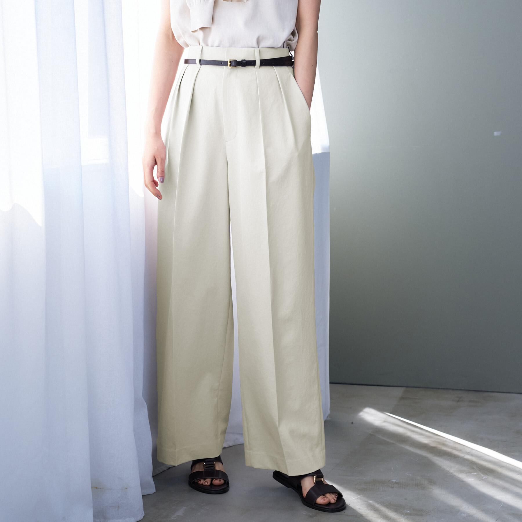 UNTITLED「【楽な穿き心地/UV/接触冷感】クリーンワイドパンツ」|その他|グレー(012)