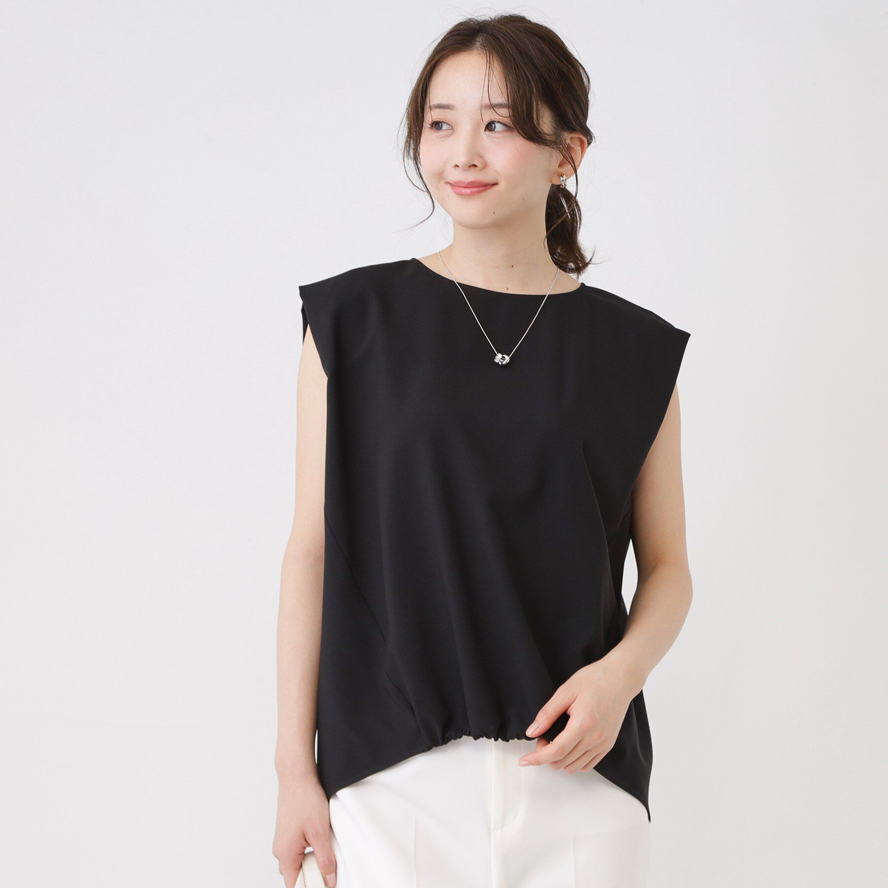 COUP DE CHANCE「【手洗い可／セットアップ可】フロント裾ギャザープルオーバー」|Tシャツ・カットソー|ブラック(019)