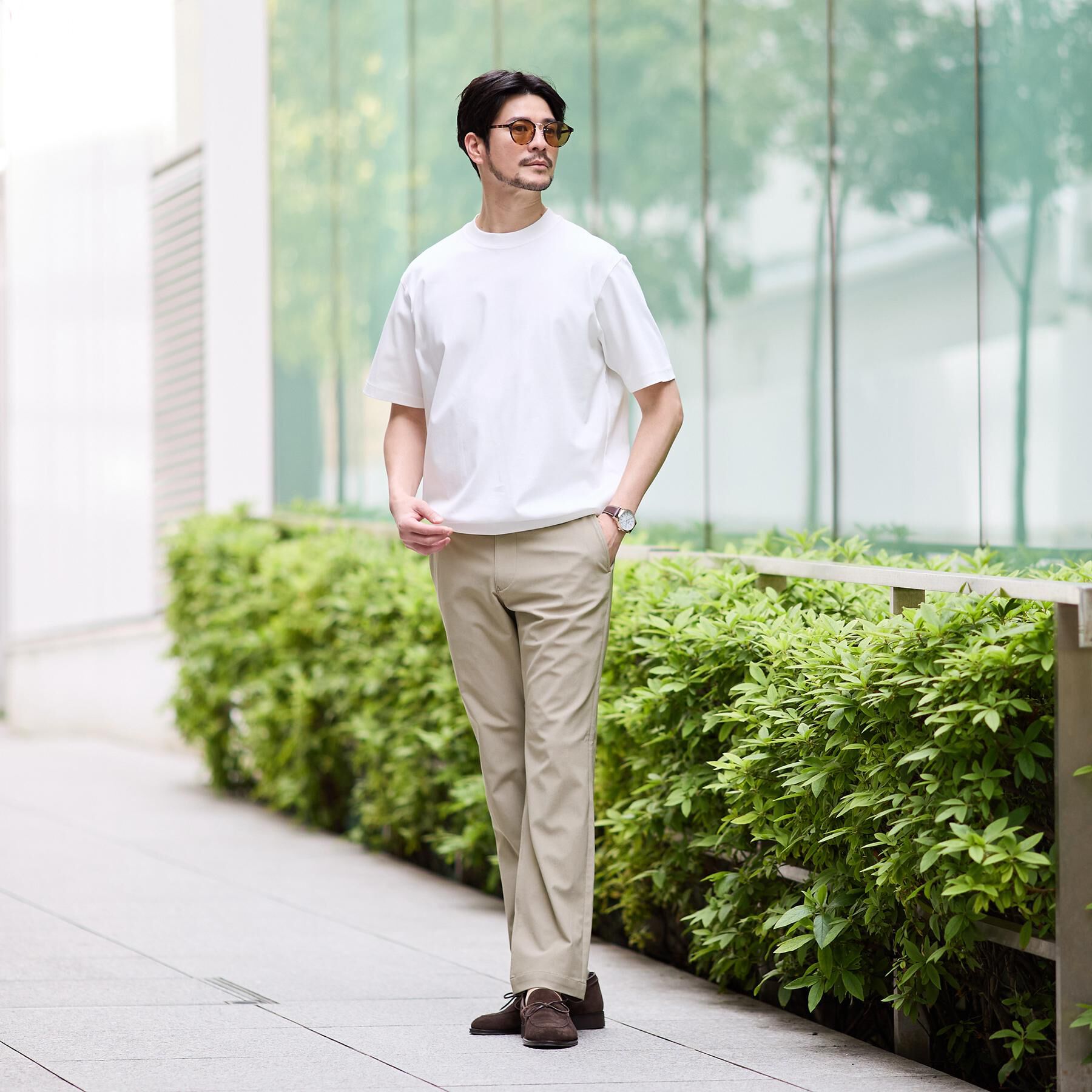 TAKEO KIKUCHI「【接触冷感/吸汗速乾】サイドゴアウエスト ストレートパンツ」|その他|