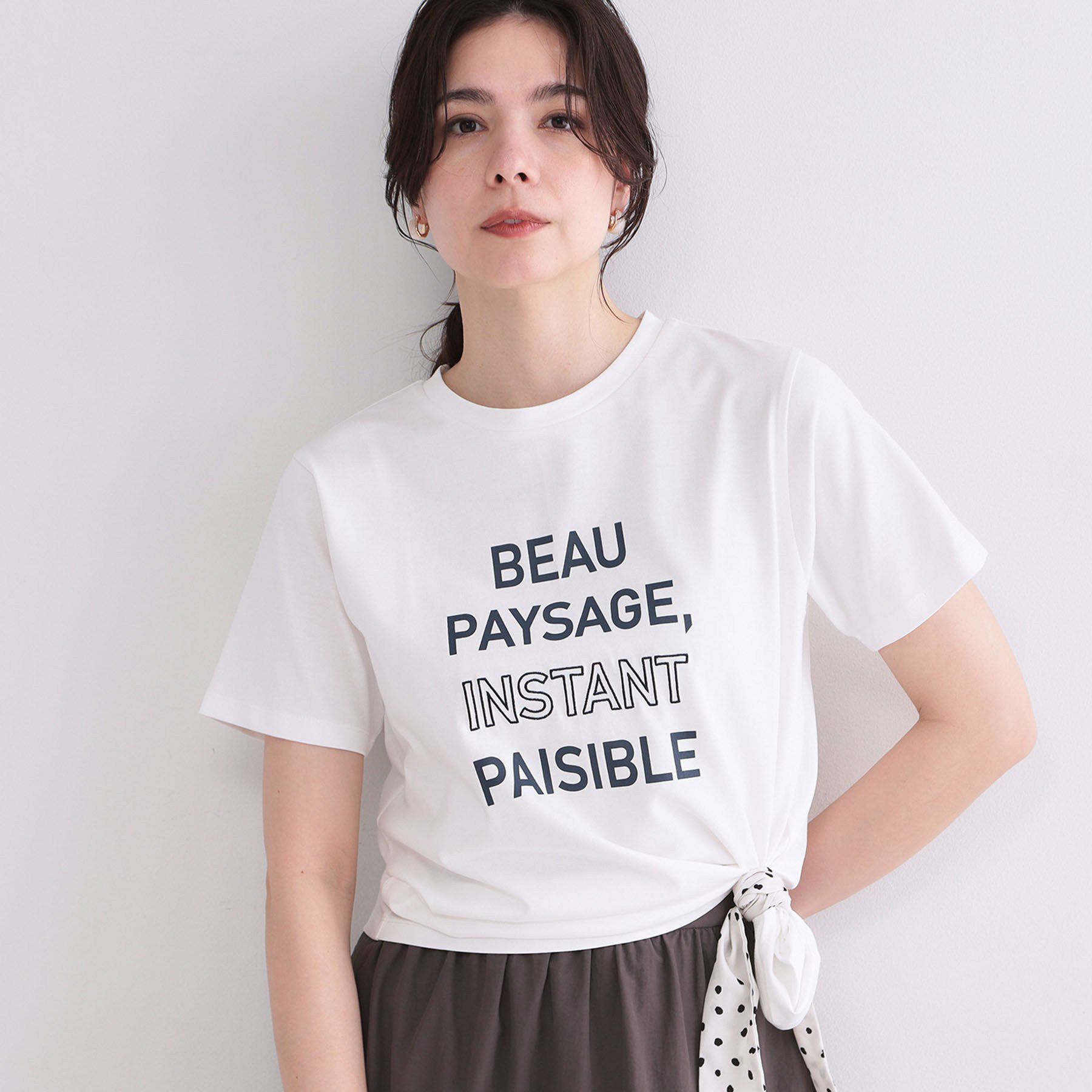 OPAQUE.CLIP「ロゴプリント刺繍アソートTシャツ【洗濯機OK】」|Tシャツ・カットソー|ホワイト(001)