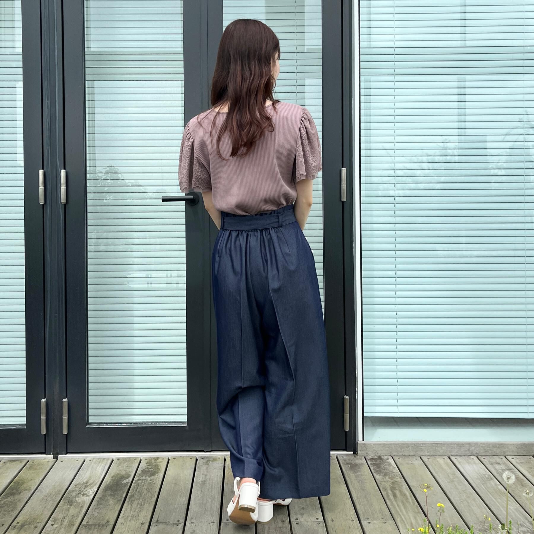 Couture broach「【洗える】袖レース テレコトップス」|Tシャツ・カットソー|